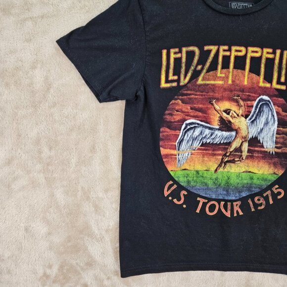 Led Zeppelin US Tour 1975 Icarus T Shirt Unisex Size M Black Short Sleeve Tee - Picture 5 of 10
